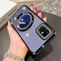 Deimantinis Blizgus Dangtelis Laikiklis Silikoninis Dėklas Skirtas Samsung Galaxy A50 A51 A52 A53 A54 A55 A56 Madingas Mergaitės Telefono Dangtelis A55 Dėklai Galaxy A52 juoda