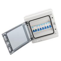 Vandeniui atspari paskirstymo dėžutė 6 MCB(2xB6A+2xB16A+2xB32A) + Pagrindinis jungiklis 100A 6 krypčių EU stiliaus 230V