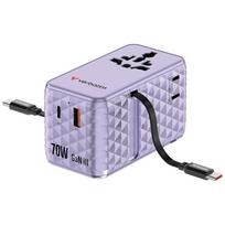 Verbatim EU/UK/US Travel Adapter GaN 1xUSB-C/1xUSB-A/2xUSB-C PD 70W Purple 30188