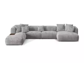 Modulinė U formos kampinė sofa - kairė, Martina, 5 sėdimos vietos, 406x280x75, šviesiai pilka