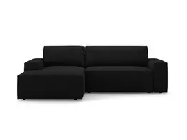 Boucle kampinė sofa - kairė lova su patalynės dėže, Jodie, 3 sėdimos vietos, 246x151x86, juoda