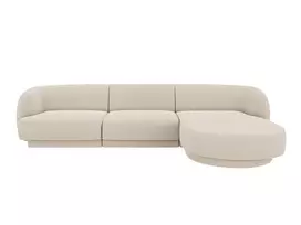 Boucle kampinė sofa - dešinė, Miley, 4 sėdimos vietos, 255x156x70, smėlio spalvos