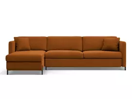 Kampinė Sofa lova - kairė su patalynės dėže, Gloria, 4 sėdimos vietos, 260x170x80, plytų imitacija