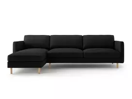 Velvet kampinė sofa - kairė, Eden, 4 sėdimos vietos, 286x150x90, juoda