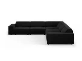 Velvet modulinė u formos kampinė sofa, Jodie, 6 sėdimos vietos, 287x287x70, juoda