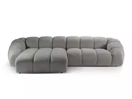 Velvet kampinė sofa - kairė, Diana, 4 sėdimos vietos, 334x182x72, šviesiai pilka