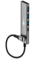 Goobay 76562 Slim 4-Port USB-Hub, USB-C auf USB-C™/USB-A, 5Gbit/s, Grey