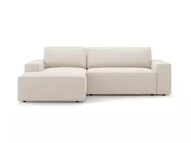 Boucle kampinė sofa - kairė lova su patalynės dėže, Jodie, 3 sėdimos vietos, 246x151x86, smėlio spalvos