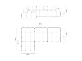 Velvet modulinė kampinė sofa - kairė, Bellis, 4 sėdimos vietos, 282x155x70, šviesiai mėlyna