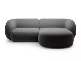 Velvet modulinė kampinė sofa - dešinė, Kate, 2 sėdimos vietos, 255x176x76, tamsiai pilka
