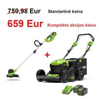 VEJAPJOVĖ SAVAEIGĖ + STYGINĖ ŽOLIAPJOVĖ Greenworks gd40lm46spk4x+g40lt, 46cm, 40V, 2X4Ah