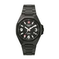 Swiss Alpine Military Typhoon Stainless Steel Black Dial Quartz 7005.1177 100M Men's Watch juoda