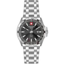 Swiss Alpine Military Star Fighter Original Stainless Steel Black Dial Quartz 7044.1237 100M Men's Watch juoda