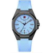 Swiss Alpine Military Typhoon Silicone Strap Light Blue Dial Quartz 7006.1871 100M Men's Watch šviesiai mėlyna spalva