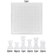 WTEMPO Creative Chess Molds for Resin Casting Soft Silicone Chess Kit Molds 3D Epoxy Silicone Resin Molds DIY Making Molds Christmas Gifts 17pcs balta