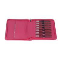 Circular Knitting Needle Set 3 to 6.5mm Ergonomic Wooden Handle Circular Needle Set with Storage Bag for Craft DIY brown