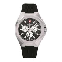 Swiss Alpine Military Typhoon Chrono Polyurethene Strap Black Dial Quartz 7005.9837 100M Men's Watch juoda
