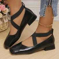 Fashion Women Genuine Leather Mary Janes Square Toe Flat Buckle Shallow Ladies Fashion Career Shoes Spring Autumn Gold Silver Big Size44 35 juoda