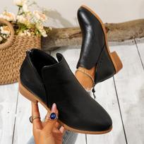 Fashion Women Boots Autumn Winter New Side Zipper Ladies Shoes Pointed Toe Square Heel Ankle Boots Women Large Size Fashion Shoes Women 36 juoda
