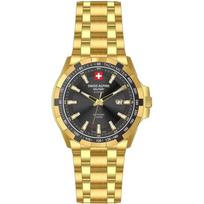 Swiss Alpine Military Star Fighter Original Stainless Steel Black Dial Quartz 7044.1217 100M Men's Watch juoda