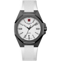 Swiss Alpine Military Typhoon Silicone Strap White Dial Quartz 7006.1873 100M Men's Watch balta