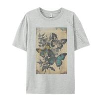 „Fairy Grunge Fairycore“ estetinis „Cottagecore Goth Butterfly“ vyriški 2024 m. naujausio dizaino marškinėliai iš medvilninio audinio, vyriški marškinėliai, dovanojami S white