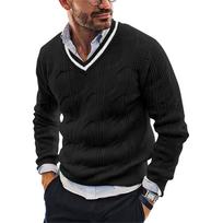 V formos iškirptės vyriškas megztinis, madingas, plonas, ilgomis rankovėmis, megztinis, naujas M juoda