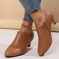 Moteriški smailianosiai bateliai, Universaliai juodi žemi ankle boots su šoniniu užtrauktuku, Madingi biuro darbo batai Size 36