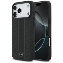 Mercedes Leather Laurel Leaves Stripes MagSafe Case for iPhone 17 Pro Max, Black