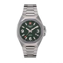 Swiss Alpine Military Typhoon Stainless Steel Green Dial Quartz 7005.1134 100M Men's Watch žalia