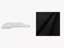 Boucle modulinė kampinė sofa - kairė, Jodie, 5 sėdimos vietos, 341x166x70, juoda