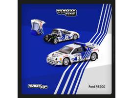 Tarmac Modeliukas 1/64 1986 Ford RS200 Lombard RAC Rally #2 Stig Blomqvist/Bruno Berglund, white/blue