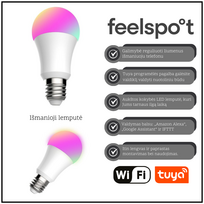 Išmanioji lemputė Feelspot FS-BL01W E27 Wi-fi, RGB, Tuya