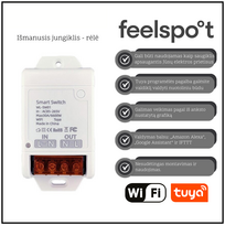 Išmanusis jungiklis – rėlė Feelspot FS-WB06W Wi-Fi, Tuya