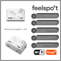 Išmanusis jungiklis – rėlė Feelspot FS-SRS02W RF, Wi-Fi, Tuya