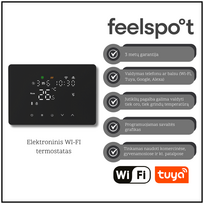 Elektroninis programuojamas termostatas Feelspot WTH25.05RF Wi-Fi, juodas