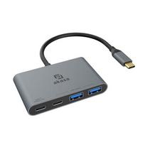 Akasa 4 Port USB-C® (USB 3.2 Gen 2) Multiport Hub mit USB-C® Stecker, mit Schnellladeport Aluminium (eloxiert) AK-CBCA31-18BK USB Type-C 4-In-1 Hub (AK-CBCA31-18BK)