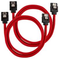CORSAIR Premium Sleeved SATA Cable Serial ATA 150300600 SATA (M) to SATA (M) 60cm Red (Pack of 2) (C