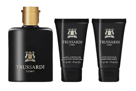 „Trussardi Uomo 2011“ dovanų rinkinys tualetinis vanduo 100 ml + dušo želė 200 ml + balzamas po skutimosi 200 ml