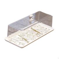 Tortų padėklas su apsauginiu dangčiu, tinkamas naudoti restorane white tray
