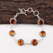 Citrine  Gemstone 925 Sterling Silver Handmade Jewelry Bracelet7-9  Gift For Her RB-16-4