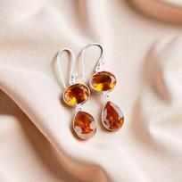 Natural Citrine Gemstone 925 Sterling Silver Jewelry Handcrafted Earrings 1.88  EE-73-1