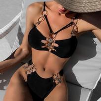 Moteriškas bikinis Seksualus maudymosi kostiumėlis aukštu juosmeniu Paplūdimio maudymosi kostiumėlis Moteriškas vasaros maudymosi kostiumėlis L
