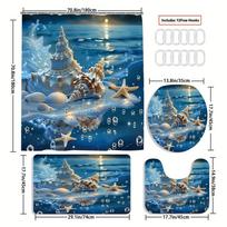 Enchanting Underwater Coral Reef Bathroom Set - Waterproof Shower Curtain, Toilet Lid Cover, Bath Mat, and Contour Mat 80x180cm Shower curtain