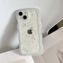for iPhone 16 15 14 13 12 11 Pro Max Mini XR SE 7 8 Plus Case Cute Clear Drip Glue Star Curly Wave Hybrid Shockproof Soft Cover for iPhone 16 violetinė