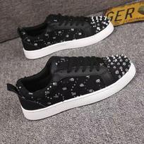 New campus trend red baseplate shoes couple lace-up high-value casual rivets with drills shoes Female 40 juoda