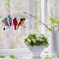 Multicolor Acrylic Panel Bird Stained Glass Suncatcher Window Hanging Home Decor