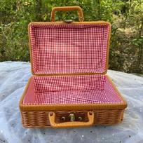 Retro rotango lagaminas pintas rankų darbo kelioninis krepšys stovyklavimui maisto laikymui bagažas šiaudais austas užkandžių indelis iškylai lagaminas S-26x17x11cm