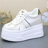Mada 12 cm platformos kulno pleištiniai batai sportbačiai aukštakulniai balti platforminiai orui pralaidūs tuščiaviduriai aukštakulniai batai moterims zapatos de mujer 34 auksas