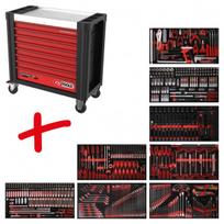 Įrankių vežimėlio komplektas Performanceplus P25 su 660 įrankiais, 8 stalčių KS Tools